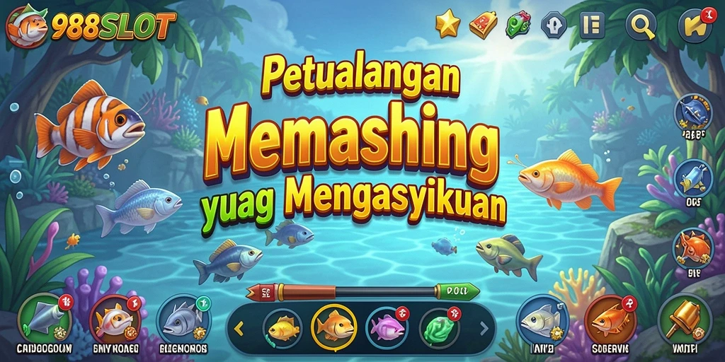 Screenshot gameplay <strong>988SLOT</strong> menunjukkan keindahan lokasi memancing yang realistis.