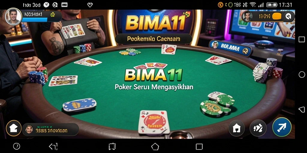 Tampilan gameplay BIMA11 dengan suasana poker yang mendebarkan.