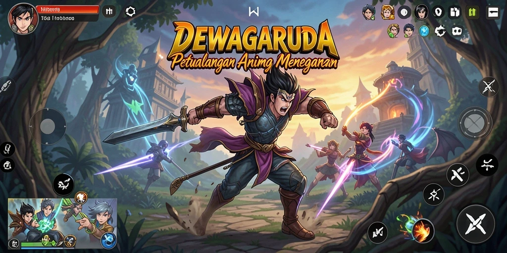 Screenshot gameplay DEWAGARUDA dengan karakter Anime yang mendebarkan.