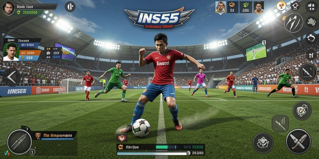 Screenshot <strong>INS55</strong> menampilkan aksi gameplay olahraga yang mendebarkan.