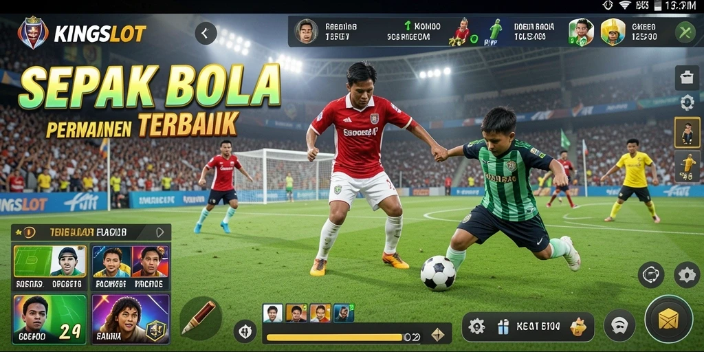 Screenshot utama KINGSLOT dengan tampilan gameplay sepak bola yang menarik.