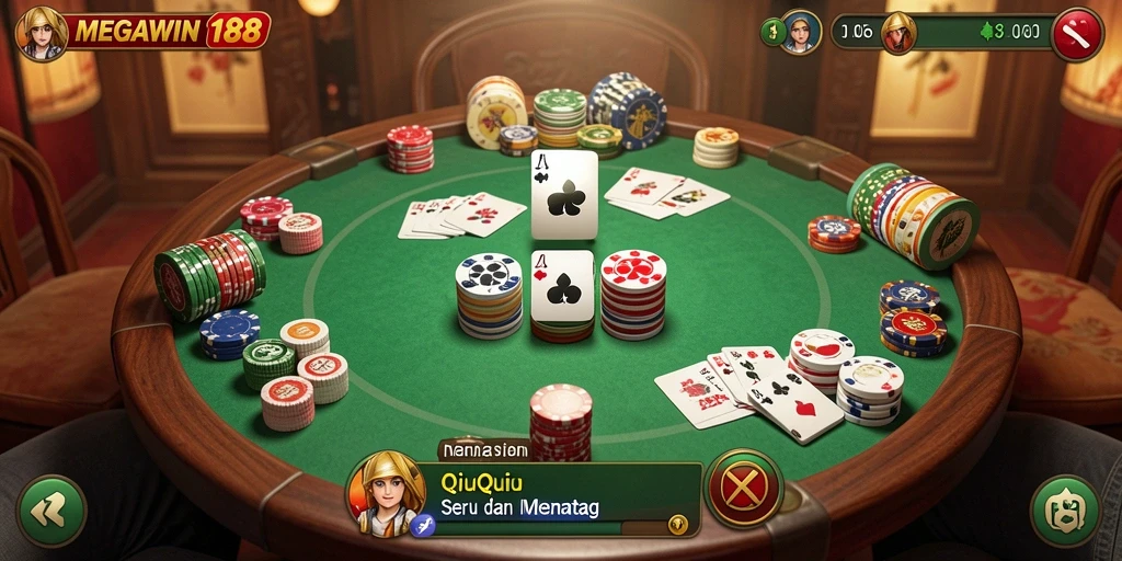 Tampilan gameplay seru di MEGAWIN188 yang menampilkan QiuQiu.
